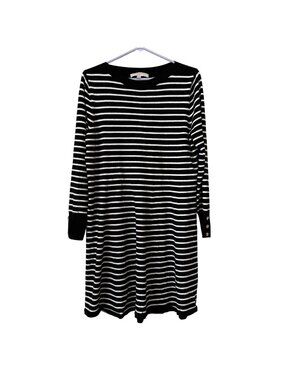 Striped Black & White Knit Dress Long Sleeves Loft Brand Womens XL